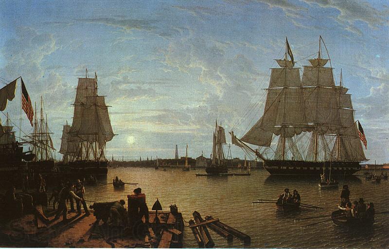 Robert Salmon Boston Harbor as seen from Constitution Wharf Spain oil painting art